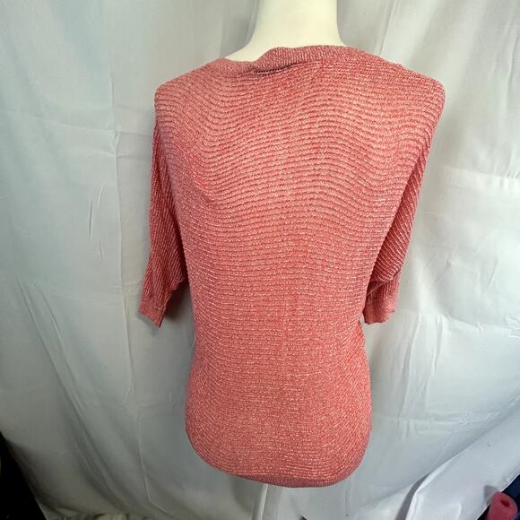 Express Small Open weave Sweater blouse top women crop sleeve peach pink - Picture 2 of 8